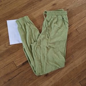 DOUBLE ZERO brand green linen jogger lounge pants - unworn!